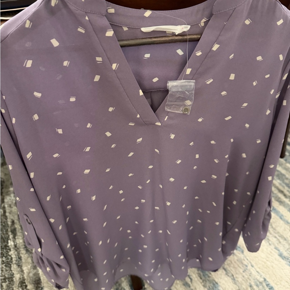 Lush Lavender Blouse with Geometric Design